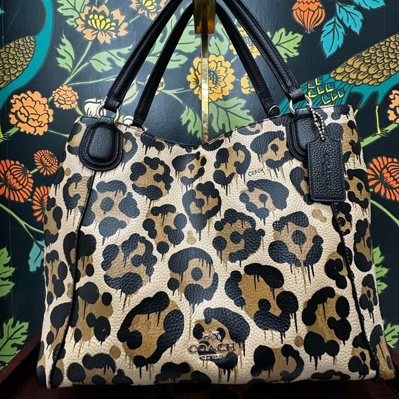 Coach Edie Wild Beast Print Leather Shoulder Bag with Crossbody Strap - Picture 3 of 14